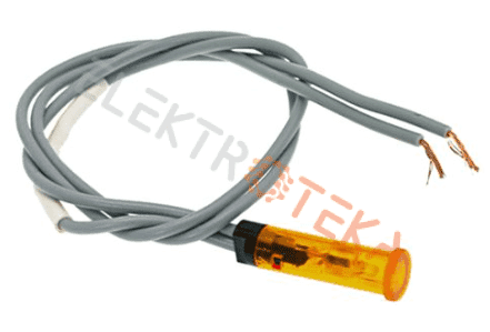 Indikacinė lemputė ø 6mm 230V oranžinė kabelio ilgis 400mm
