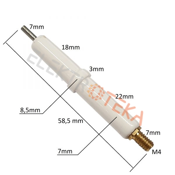 Pjezo elektrodas D1-ø 7mm D2-ø 8,5mm kontaktas M4 L1-7mm KL1-18mm KL2-3mm KL3-22mm