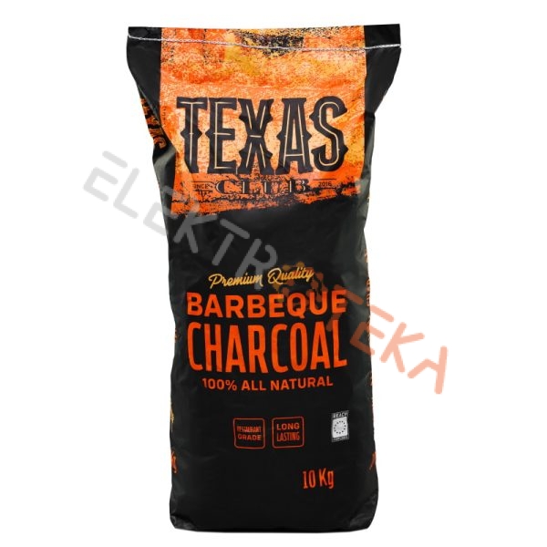 Medžio anglis „Texas Club“ BARBEQUE CHARCOAL 10 kg. (stambios frakcijos)