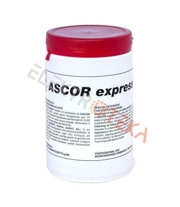 Universali valymo priemonė ascor express granulėmis, kavos aparatų grupėms valyti, bendras svoris 900g.