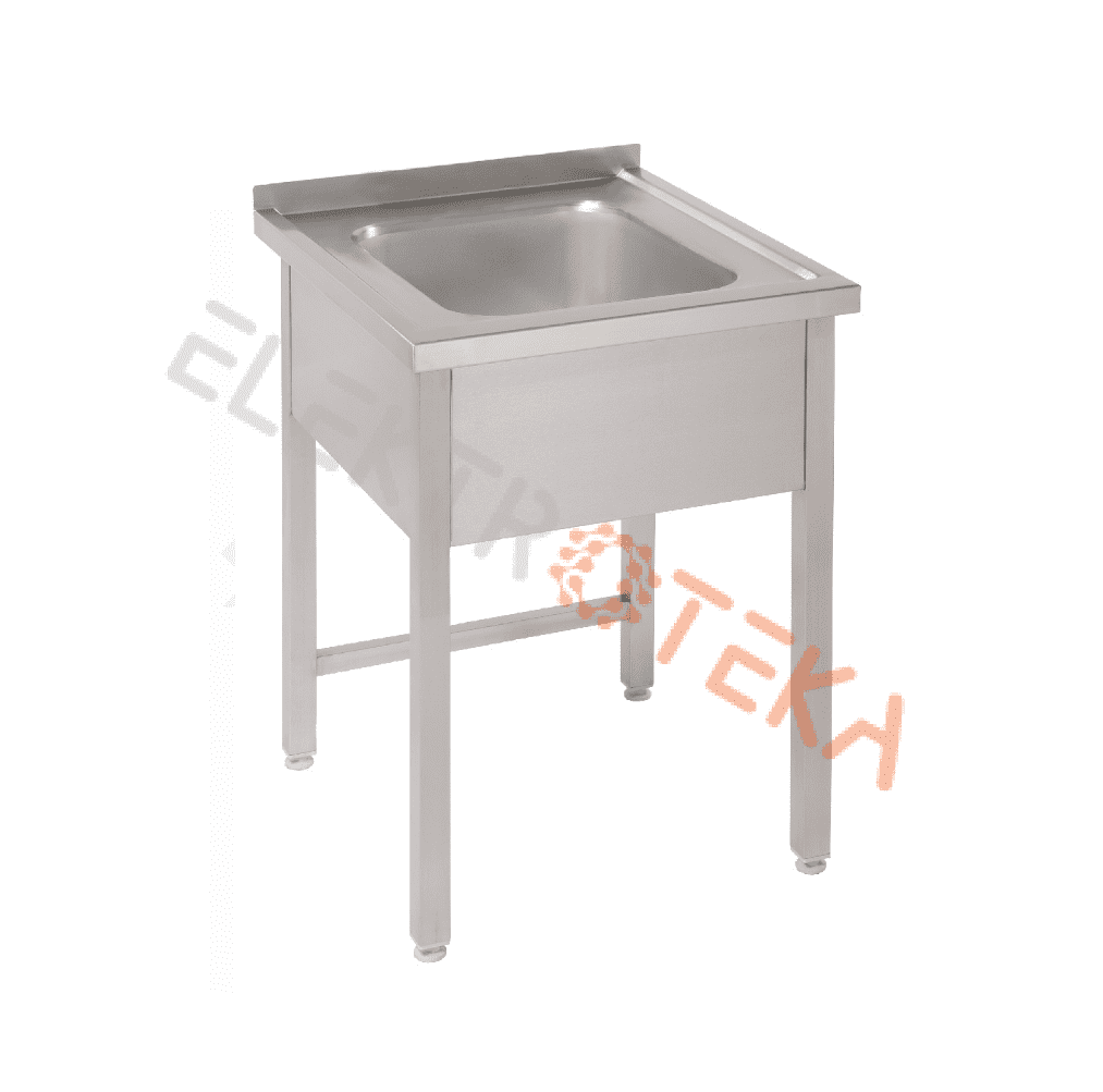 Nerudijančio plieno stalas su kriaukle 600x600mm iš AISI 304 su borteliu 50mm (ZA modelis)