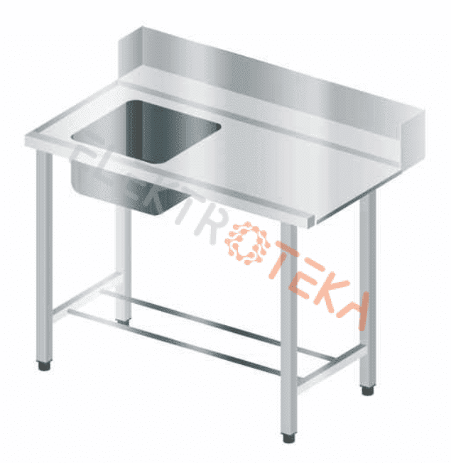 Kairinis 1900x760 mm nerudijančio plieno indaplovės įleidimo stalas su kriaukle